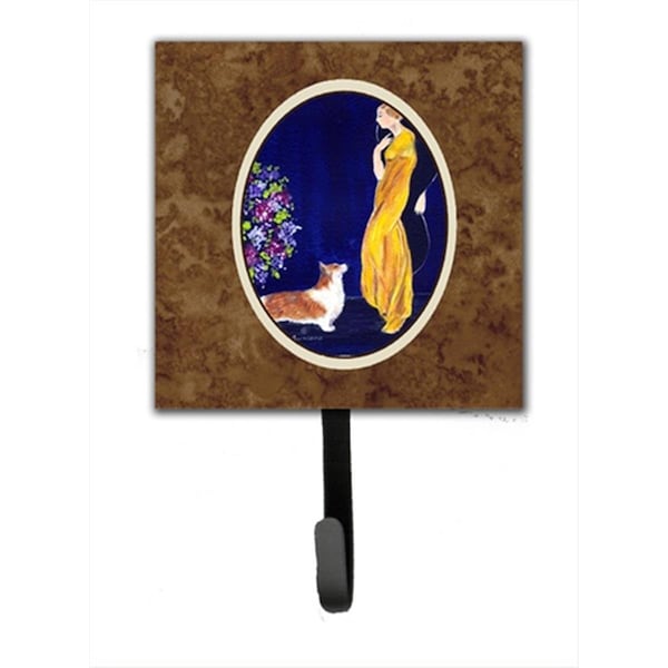 Micasa 4.25 x 6 in. Lady with Her Corgi Leash Or Key Hook MI751962 - main